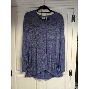 LOGO Lori Goldstein Womens Medium Purple Long Sleeve-Stretchy Flowy